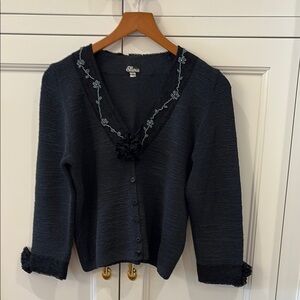 ⭐️Elaris Black Button Down Sweater—GORGEOUS!! Worn Once. Like New!! Beadwork